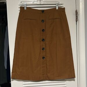 Ann Taylor Tan Button-Front A-Line Skirt